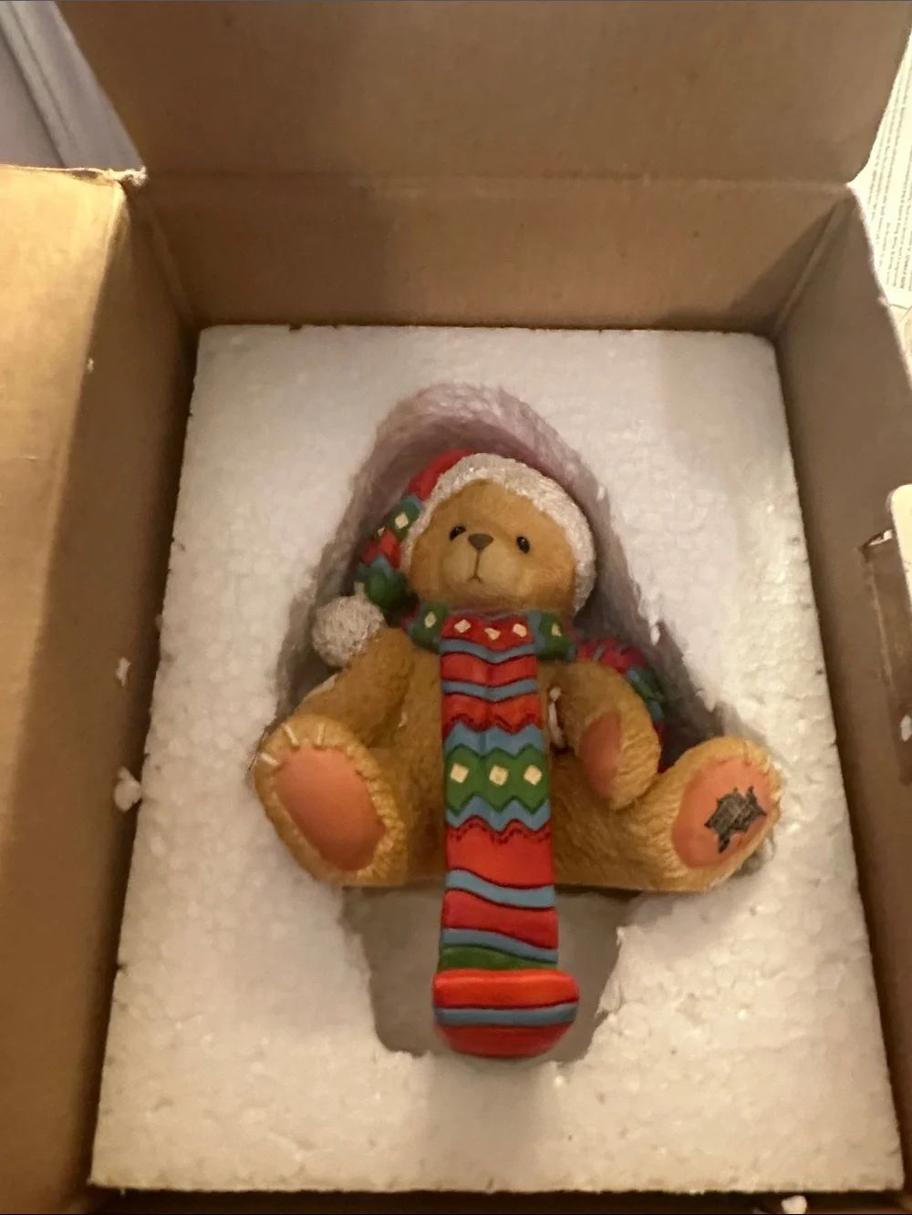 Cherished Teddies by ENESCO Teddy bear with scarf stocking holder NewVintage